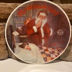 Norman Rockwell “Deer Santy Claus” Collectible Plate Christmas 1986 Vintage
